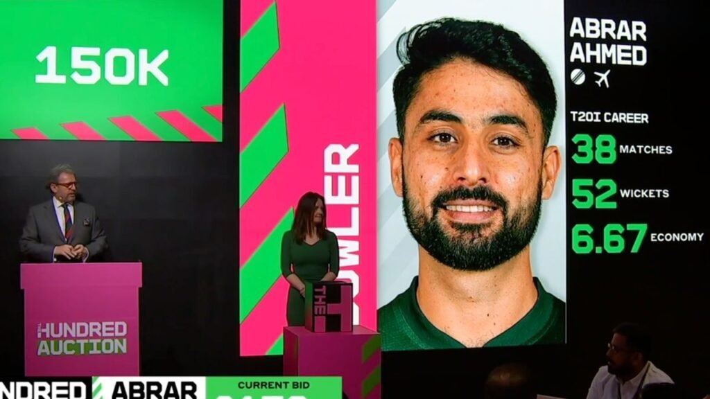 abrar ahmed hundred auction